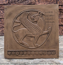 Load image into Gallery viewer, Assyrian Persian Winged lion Griffin Achaemenid Persepolis carvings Sculpture reproduction art 8" www.Neo-Mfg.com Museum Reproduction