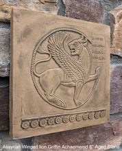 Load image into Gallery viewer, Assyrian Persian Winged lion Griffin Achaemenid Persepolis carvings Sculpture reproduction art 8" www.Neo-Mfg.com Museum Reproduction