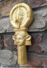 Load image into Gallery viewer, Egyptian Ankh Key Of Life Goddess Hathor sculpture carving www.NEO-MFG.com 9.8"