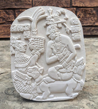 Load image into Gallery viewer, Aztec Mayan Mesoamerican Oval Palace tomb Palenque temple fragment carving Sculptural wall relief plaque 6" www.Neo-Mfg.com