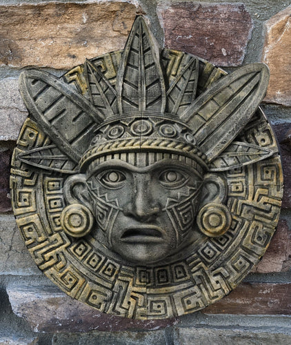 Aztec Mayan Mask Corn priest bust Artifact Carved Sculpture Statue 12