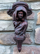 Load image into Gallery viewer, Gargoyle Monk Cathedral wall Shelf corbel Grotesque goblin sculpture www.NEO-MFG.com 10.25" Medieval