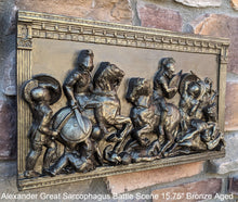Load image into Gallery viewer, Alexander the Great Sarcophagus Battle Scene Sculpture museum reproduction art 15.75" www.Neo-Mfg.com home decor relief