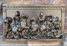 Load image into Gallery viewer, Alexander the Great Sarcophagus Battle Scene Sculpture museum reproduction art 15.75" www.Neo-Mfg.com home decor relief