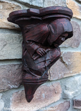 Load image into Gallery viewer, Gargoyle Monk Cathedral wall Shelf corbel Grotesque goblin sculpture www.NEO-MFG.com 10.25" Medieval