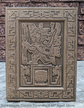 Load image into Gallery viewer, Inca Viracocha Tiwanaku Gateway sun sunkasapas condor head Sculptural wall relief plaque www.Neo-Mfg.com home decor 8.66"