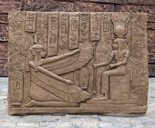 Load image into Gallery viewer, Egyptian Maat kneeling before Isis reproduction sculpture wall art 11.5" www.Neo-Mfg.com home decor relief