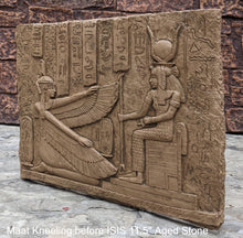 Load image into Gallery viewer, Egyptian Maat kneeling before Isis reproduction sculpture wall art 11.5" www.Neo-Mfg.com home decor relief