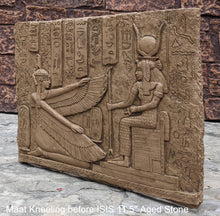 Load image into Gallery viewer, Egyptian Maat kneeling before Isis reproduction sculpture wall art 11.5" www.Neo-Mfg.com home decor relief