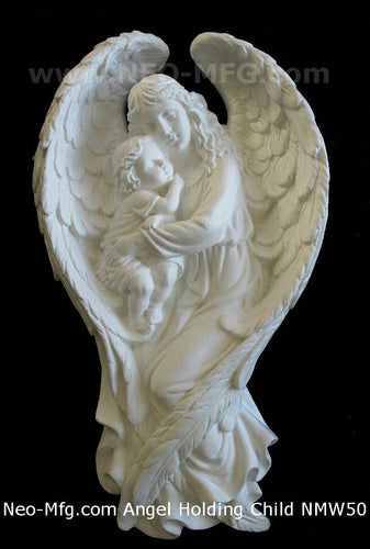 ANGEL holding Child wall frieze sculpture statue 15