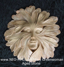 Load image into Gallery viewer, Nature Greenwoman Mary Norwich Cathedral Roof Boss sculpture wall plaque 15" www.Neo-Mfg.com green man decor home