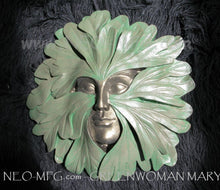 Load image into Gallery viewer, Nature Greenwoman Mary Norwich Cathedral Roof Boss sculpture wall plaque 15" www.Neo-Mfg.com green man decor home