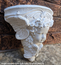 Load image into Gallery viewer, Angel winged child face baby corbel wall sconce shelf 8" sculpture www.NEO-MFG.com