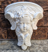 Load image into Gallery viewer, Angel winged child face baby corbel wall sconce shelf 8" sculpture www.NEO-MFG.com