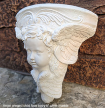 Load image into Gallery viewer, Angel winged child face baby corbel wall sconce shelf 8" sculpture www.NEO-MFG.com