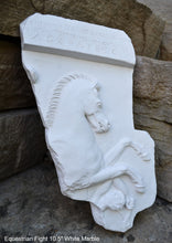 Load image into Gallery viewer, Roman Greek Equestrian Fight fragment frieze Artifact Carved Sculpture Statue www.Neo-Mfg.com 10.5" Museum Reproduction j27