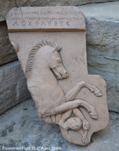 Load image into Gallery viewer, Roman Greek Equestrian Fight fragment frieze Artifact Carved Sculpture Statue www.Neo-Mfg.com 10.5" Museum Reproduction j27