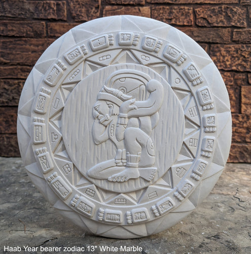 MAYAN AZTEC Haab year bearer Zodiac CALENDAR Sculptural wall relief plaque 13