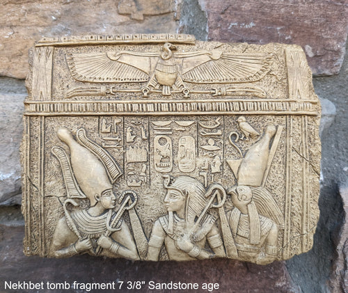 Egyptian Nekhbet tomb fragment Sculptural wall relief www.Neo-Mfg.com 7 3/8