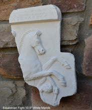 Load image into Gallery viewer, Roman Greek Equestrian Fight fragment frieze Artifact Carved Sculpture Statue www.Neo-Mfg.com 10.5" Museum Reproduction j27