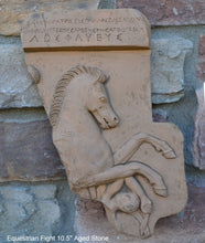 Load image into Gallery viewer, Roman Greek Equestrian Fight fragment frieze Artifact Carved Sculpture Statue www.Neo-Mfg.com 10.5" Museum Reproduction j27