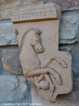 Load image into Gallery viewer, Roman Greek Equestrian Fight fragment frieze Artifact Carved Sculpture Statue www.Neo-Mfg.com 10.5" Museum Reproduction j27