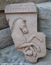 Load image into Gallery viewer, Roman Greek Equestrian Fight fragment frieze Artifact Carved Sculpture Statue www.Neo-Mfg.com 10.5" Museum Reproduction j27