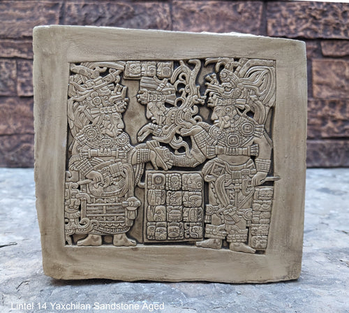 Aztec Mayan Lintel 14 Yaxchilan Plaque Artifact Sculpture www.Neo-Mfg.com home decor