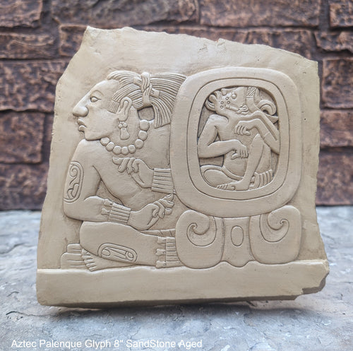 History Aztec Mayan Palenque Glyph Sculptural wall relief plaque 8