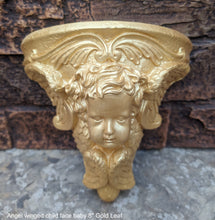 Load image into Gallery viewer, Angel winged child face baby corbel wall sconce shelf 8" sculpture www.NEO-MFG.com