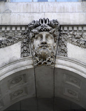 Load image into Gallery viewer, Roman Greek Neptune Face Wall Mythical Plaque Sculptural relief www.Neo-Mfg.com 6" Customs House Dublin