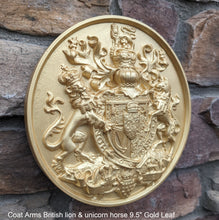 Load image into Gallery viewer, Coat Arms British lion & unicorn horse sculpture wall plaque www.NEO-MFG.com 9.5"