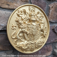 Load image into Gallery viewer, Coat Arms British lion & unicorn horse sculpture wall plaque www.NEO-MFG.com 9.5"