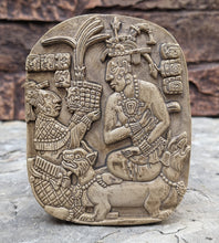 Load image into Gallery viewer, Aztec Mayan Mesoamerican Oval Palace tomb Palenque temple fragment carving Sculptural wall relief plaque 6" www.Neo-Mfg.com