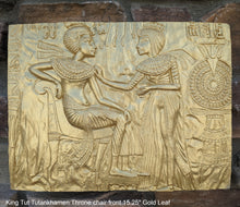 Load image into Gallery viewer, Egyptian King Tut Tutankhamen Throne chair front Sculptural wall relief plaque www.Neo-Mfg.com 15.25"
