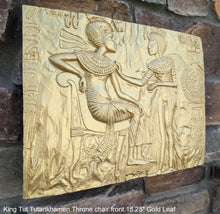 Load image into Gallery viewer, Egyptian King Tut Tutankhamen Throne chair front Sculptural wall relief plaque www.Neo-Mfg.com 15.25"