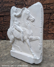 Load image into Gallery viewer, Roman Greek Horseman Figure Sculptural Wall frieze plaque Fragment relief 1st century B.C. Greek. 1907 www.Neo-Mfg.com 17"