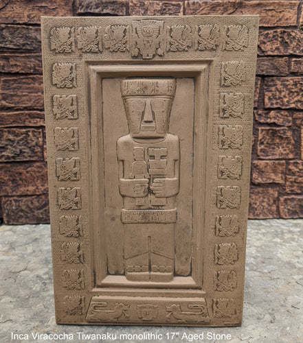 Inca Viracocha Tiwanaku monolithic Sculptural wall relief plaque 17