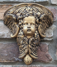 Load image into Gallery viewer, Angel winged child face baby corbel wall sconce shelf 8" sculpture www.NEO-MFG.com