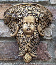 Load image into Gallery viewer, Angel winged child face baby corbel wall sconce shelf 8" sculpture www.NEO-MFG.com