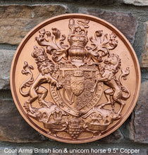 Load image into Gallery viewer, Coat Arms British lion & unicorn horse sculpture wall plaque www.NEO-MFG.com 9.5"