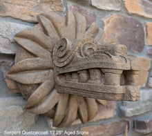 Load image into Gallery viewer, History Feathered Serpent Head of Quetzalcoaltl Aztec Maya Artifact Carved Sculpture Statue 12.25" Grand Size www.Neo-Mfg.com