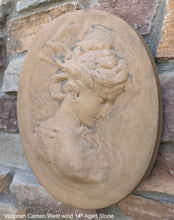Load image into Gallery viewer, Victorian Cameo silhouette East wind Sculpture wall Plaque Bas relief 14" www.Neo-Mfg.com right face c10