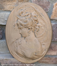 Load image into Gallery viewer, Victorian Cameo silhouette West Wind Sculpture wall Plaque Bas relief 14" www.Neo-Mfg.com left face c11