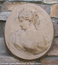 Load image into Gallery viewer, Victorian Cameo silhouette West Wind Sculpture wall Plaque Bas relief 14" www.Neo-Mfg.com left face c11