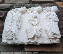 Load image into Gallery viewer, Roman Greek slab VI Parthenon north frieze three youths bearing hydriai Sculptural Wall relief www.Neo-Mfg.com 15.5"