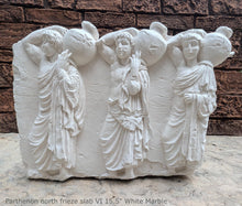 Load image into Gallery viewer, Roman Greek slab VI Parthenon north frieze three youths bearing hydriai Sculptural Wall relief www.Neo-Mfg.com 15.5"