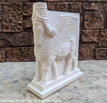 Load image into Gallery viewer, Assyrian Lamassu Nimrud Palace guardians winged Bull Sculpture www.Neo-Mfg.com 10.5" Mesopotamia statue 360
