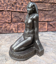 Load image into Gallery viewer, Egyptian kneeling female carving sculpture statue bookend revival Peinlich 7.5" www.NEO-MFG.com sold as one - each