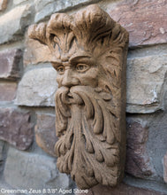 Load image into Gallery viewer, Roman Greek Zeus greenman wall Shelf corbel Grotesque goblin sculpture www.NEO-MFG.com 8 3/8" Mythical Bracket